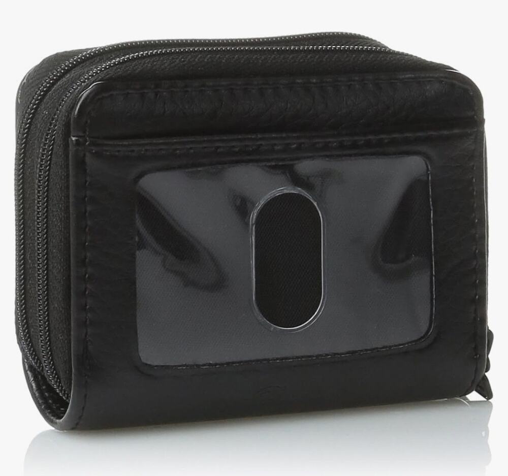 Buxton Genuine Pebbles Leather RFID Wizard Wallet 11 card slots - Black